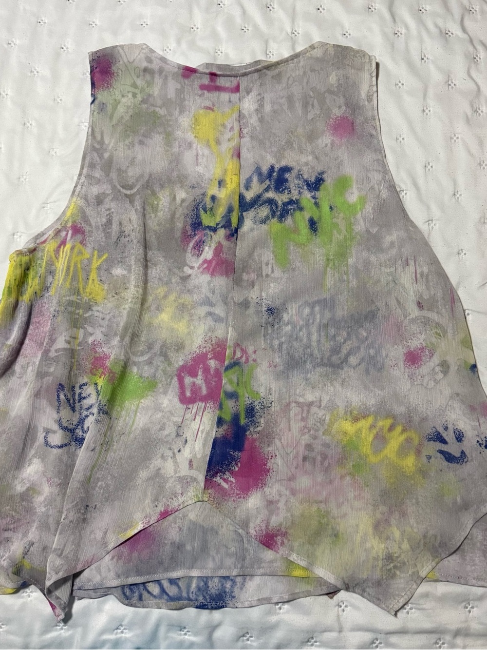 DKNY Sleeveless V-Neck Graffiti-Print Camisole in Multi Colors - Picture 3 of 3